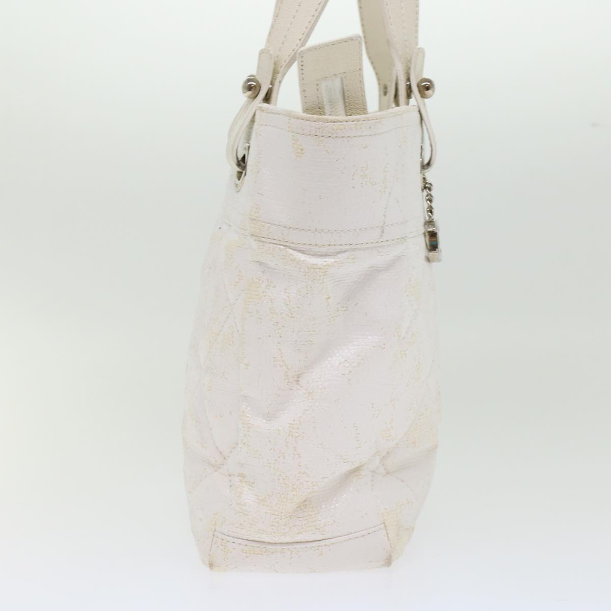CHANEL Shoulder Bag Coated Canvas White CC ar9716