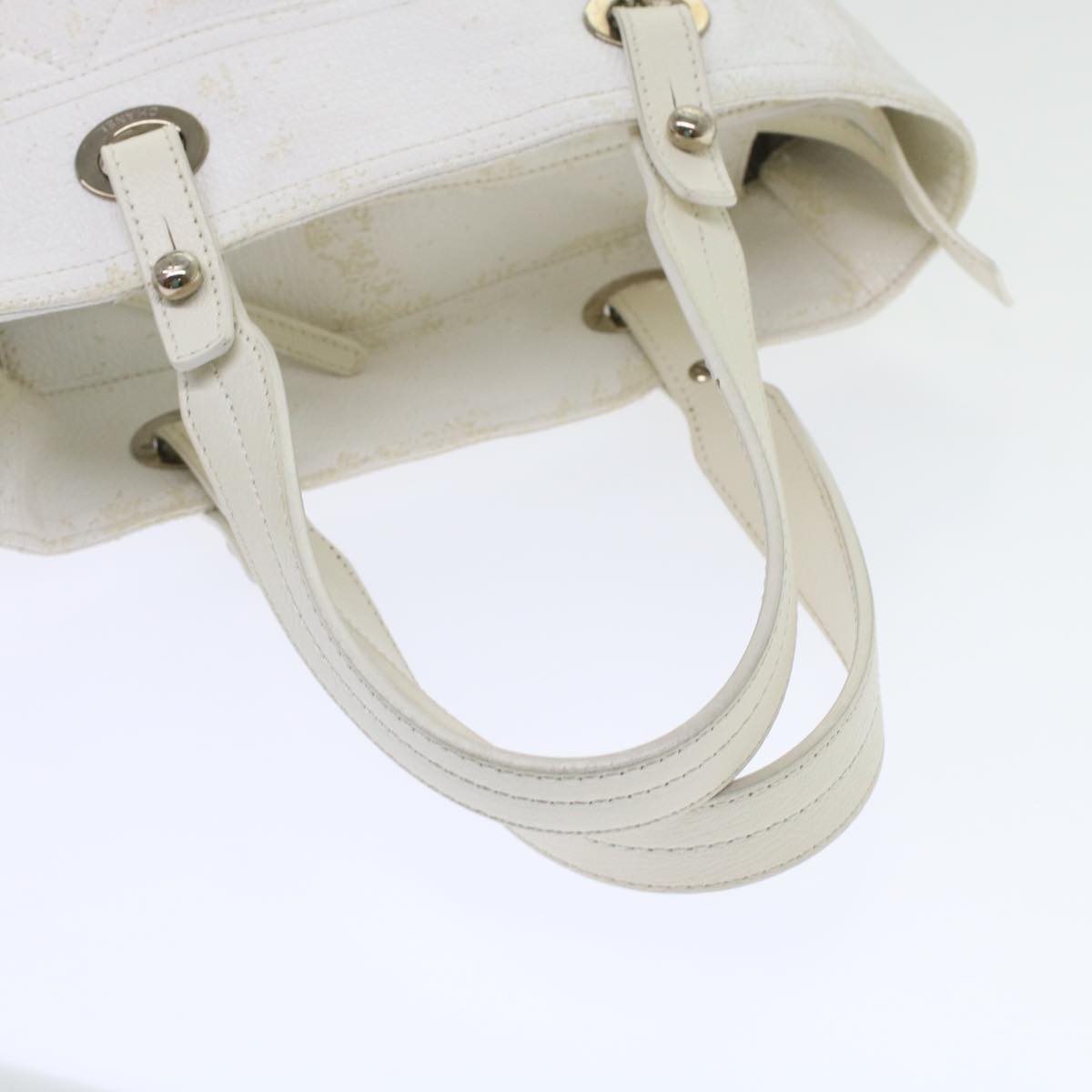 CHANEL Shoulder Bag Coated Canvas White CC ar9716