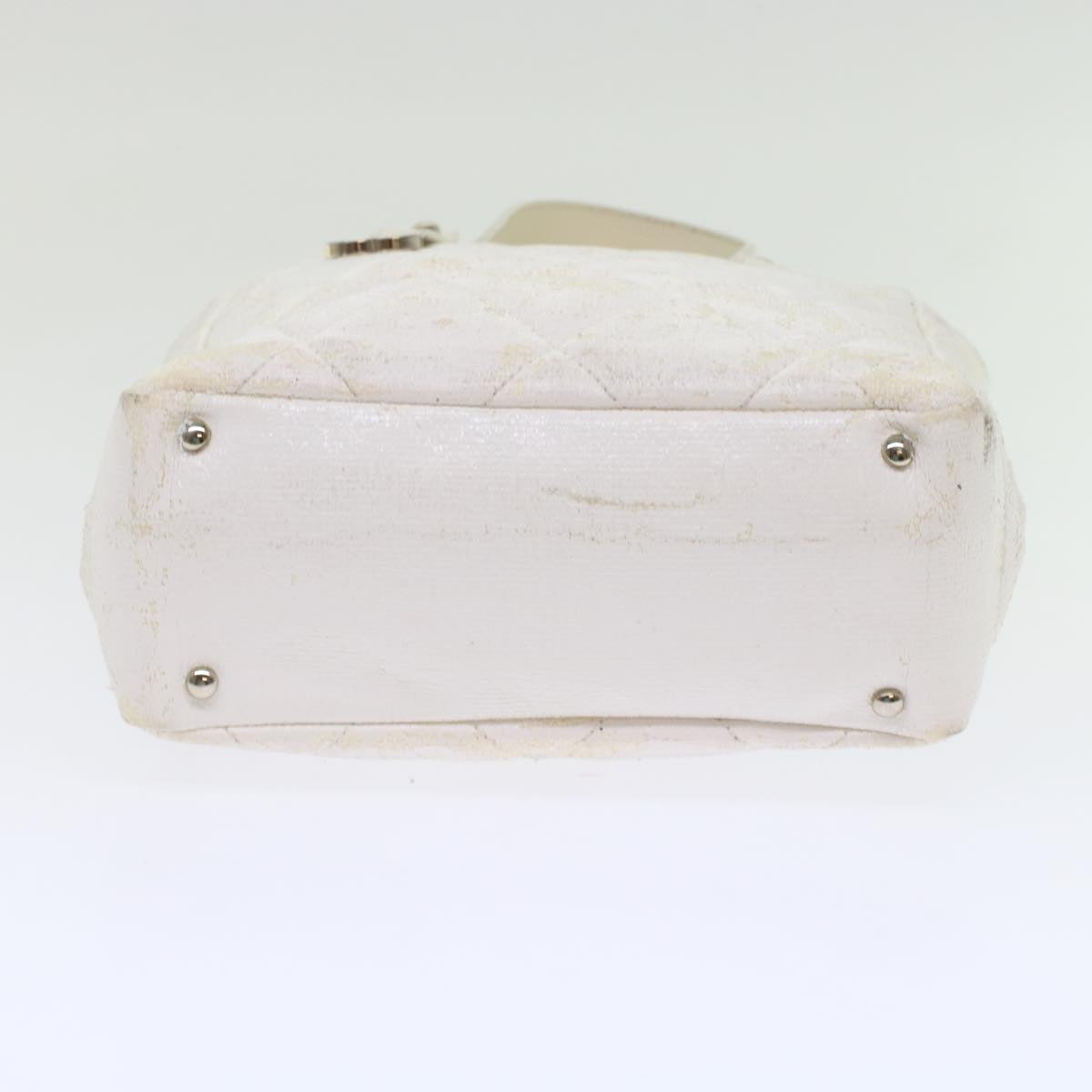 CHANEL Shoulder Bag Coated Canvas White CC ar9716