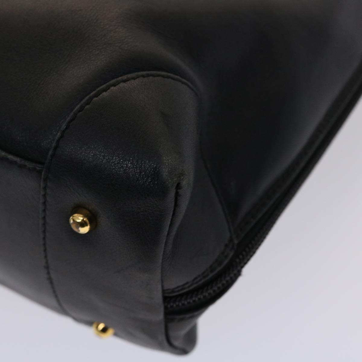 GUCCI Bamboo Shoulder Bag Leather Black ar9933