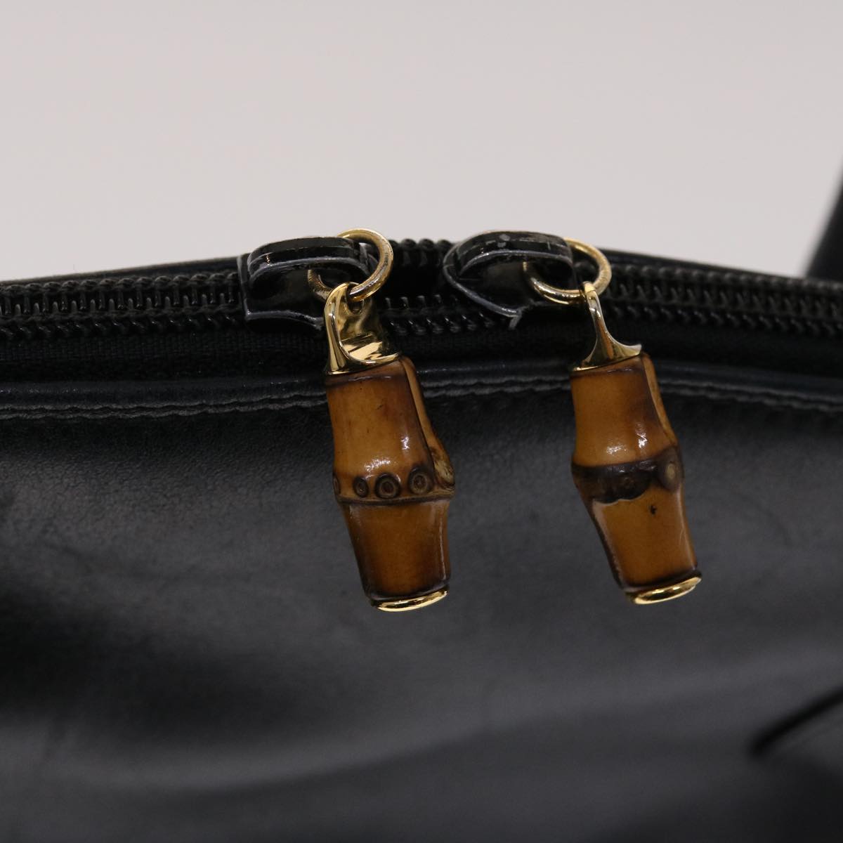 GUCCI Bamboo Shoulder Bag Leather Black ar9933