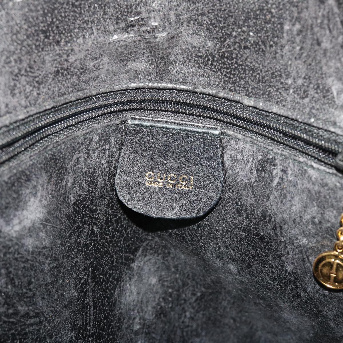 GUCCI Bamboo Shoulder Bag Leather Black ar9933