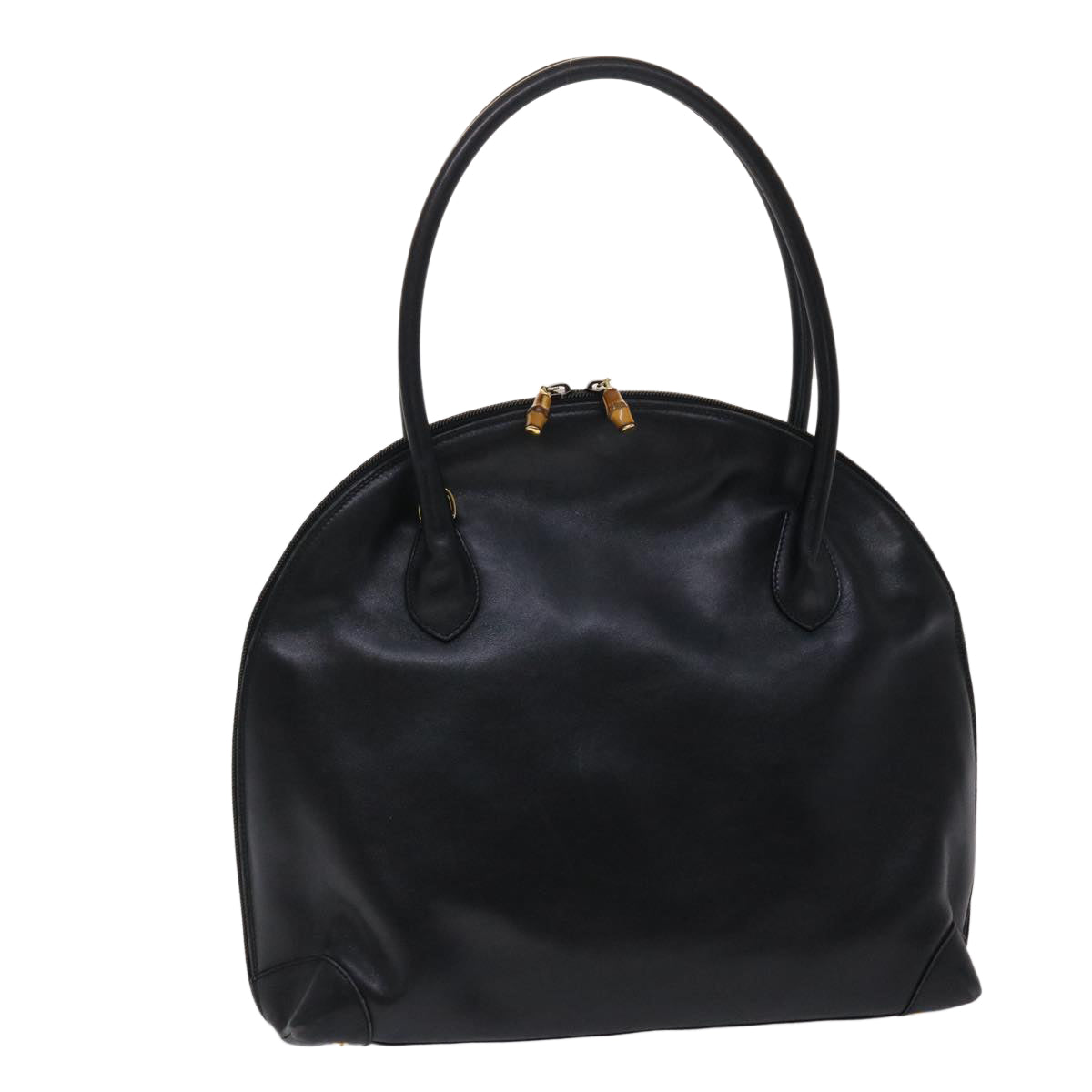 GUCCI Bamboo Shoulder Bag Leather Black ar9933