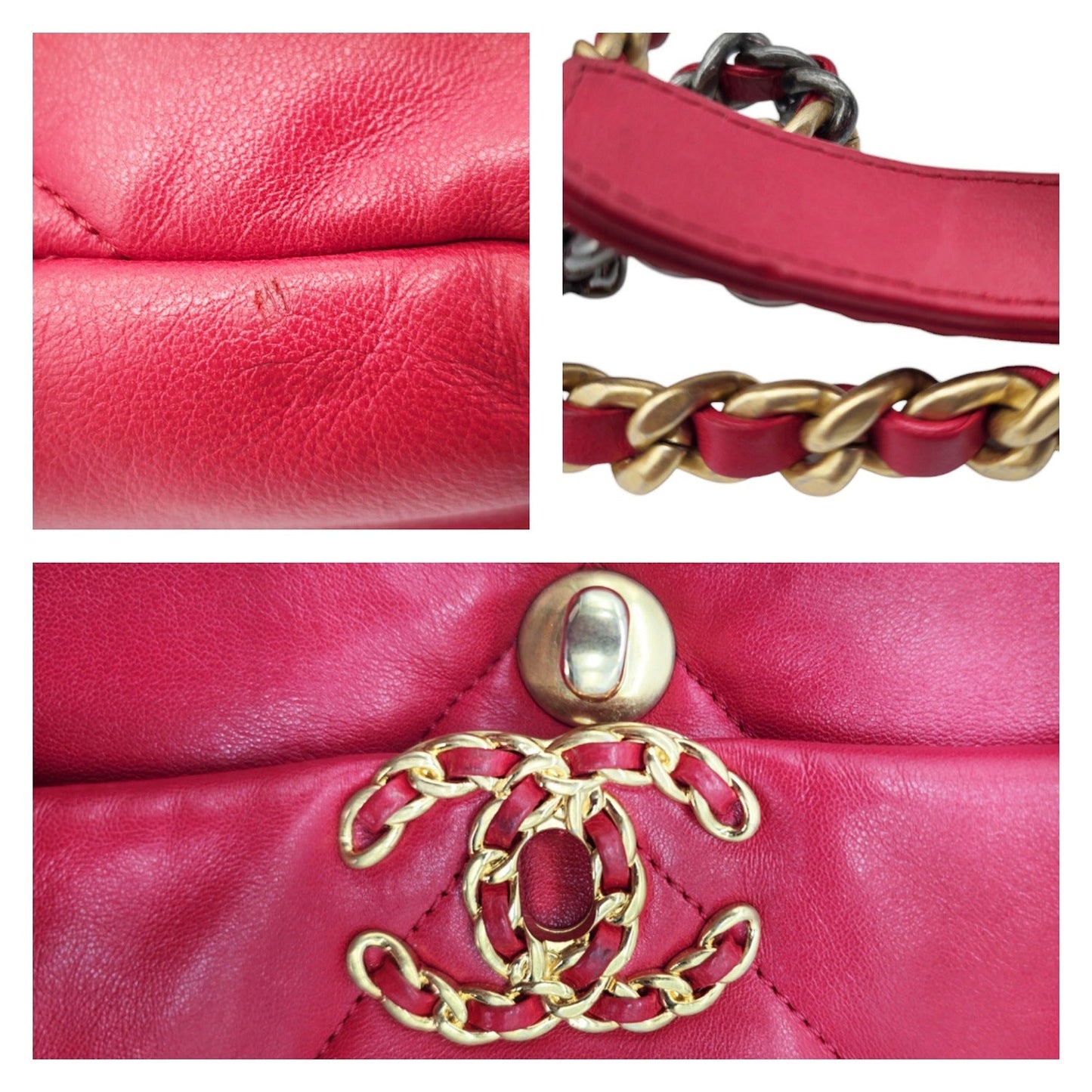 Chanel 19 Lambskin Quilted Medium Flap Bag Red