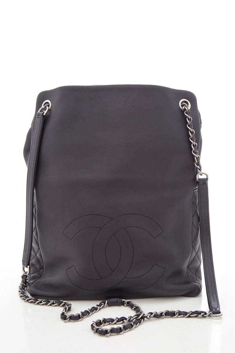 Chanel Black Lambskin CC Backpack