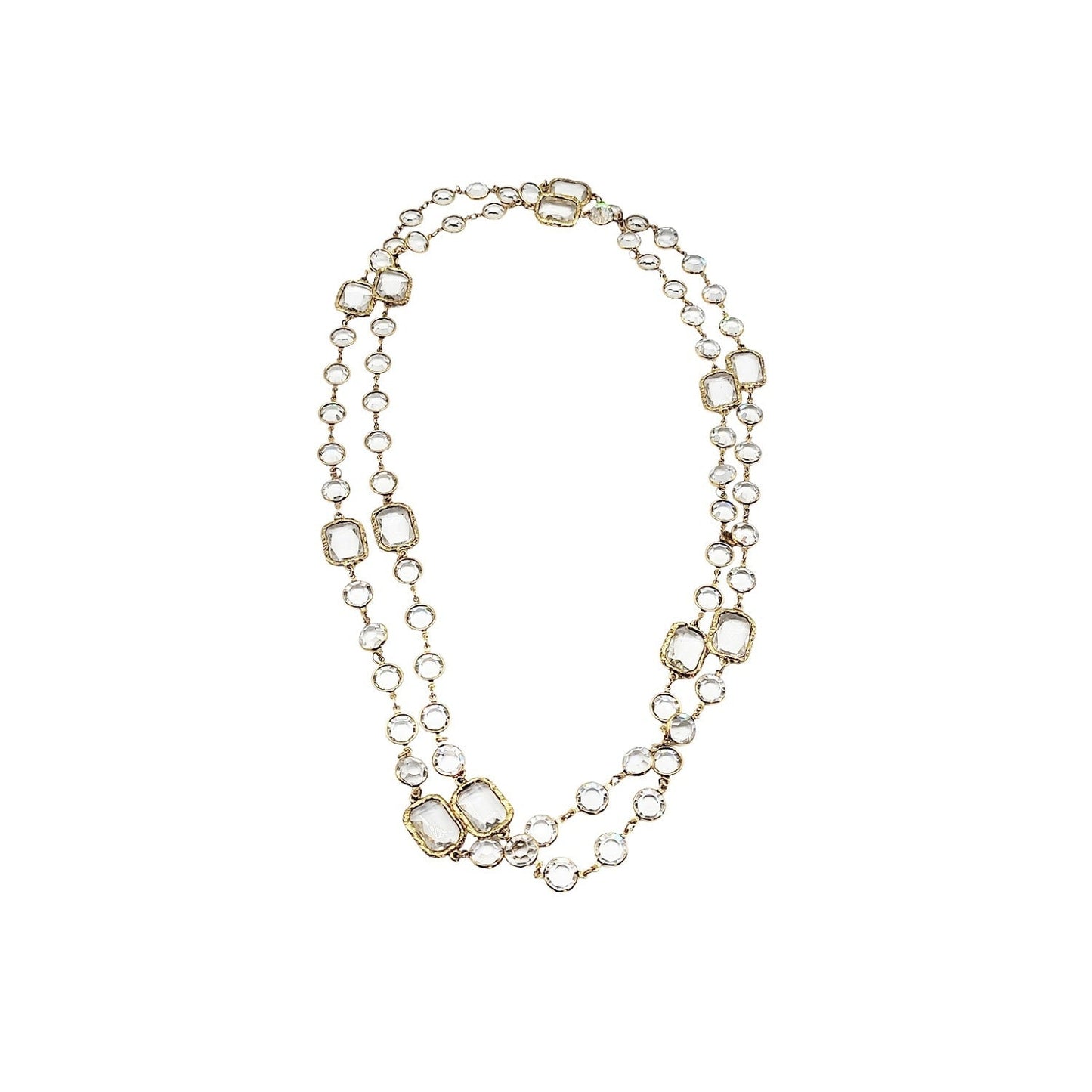 Chanel Vintage 1981 Crystal Chicklet Sautoir Station Necklace