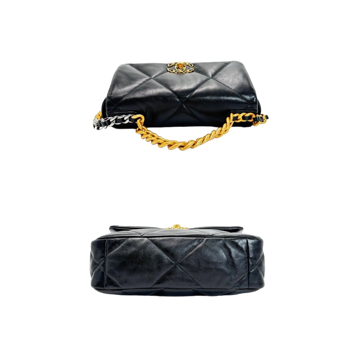 Chanel 19 Quilted Lambskin CC Medium Black Flap Bag