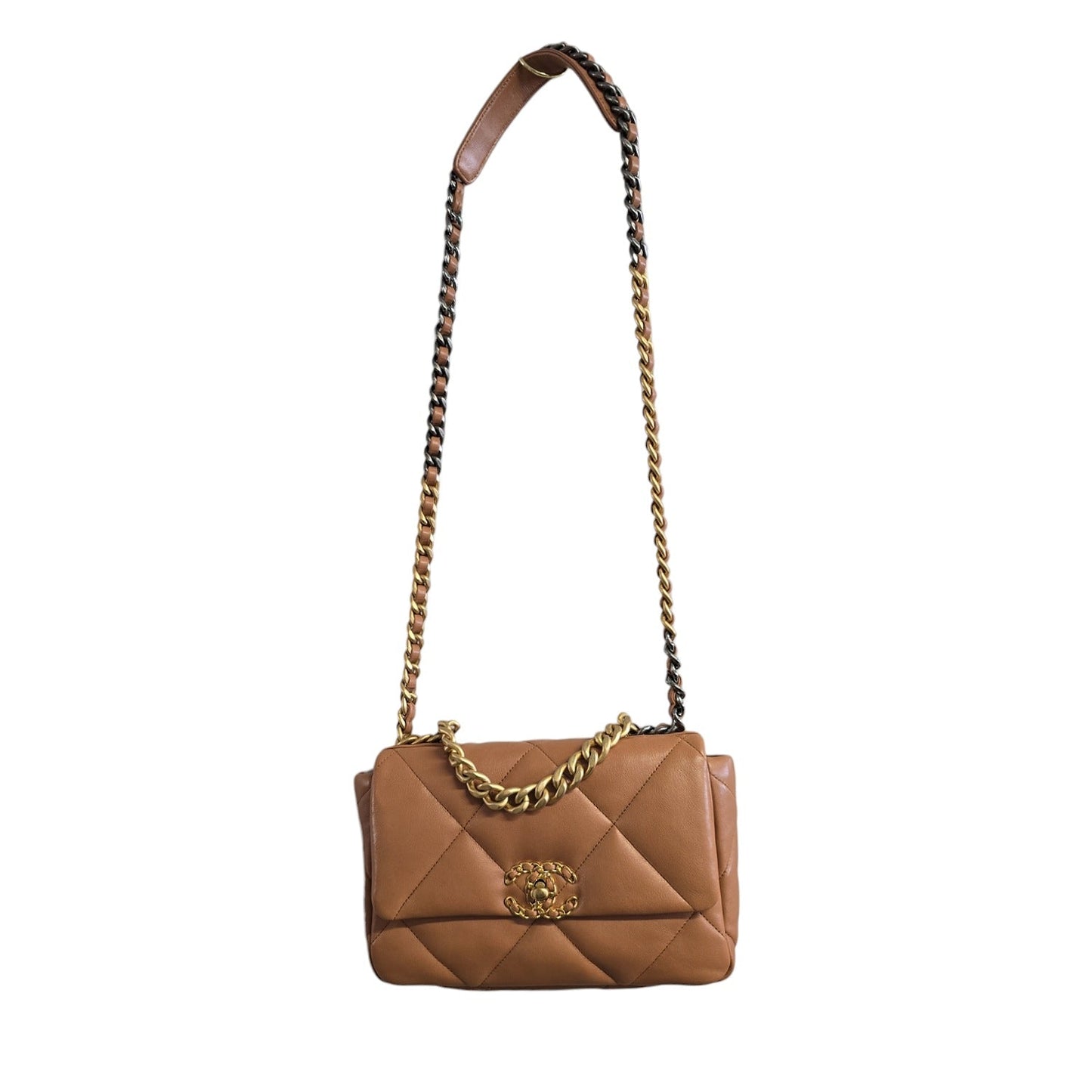 Chanel 19 Lambskin Quilted Medium Flap Bag Caramel