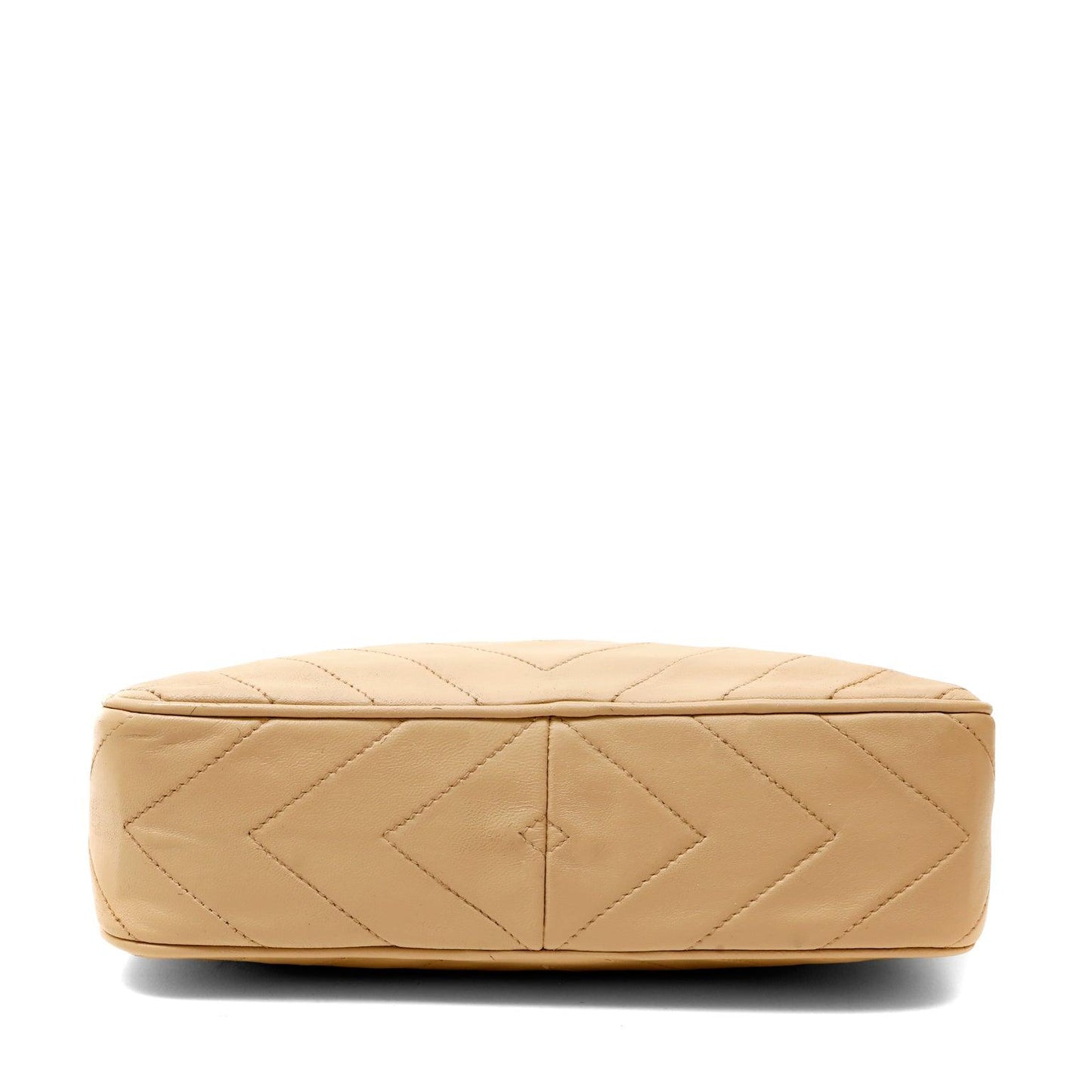 Chanel Beige Quilted Leather Vintage Camera Bag