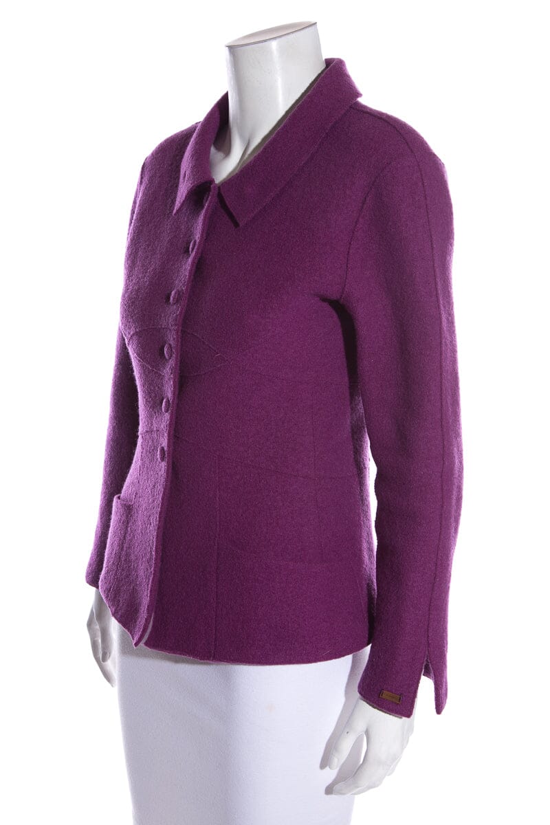 Chanel Purple 1999 A/W Boiled Wool Jacket SZ 36