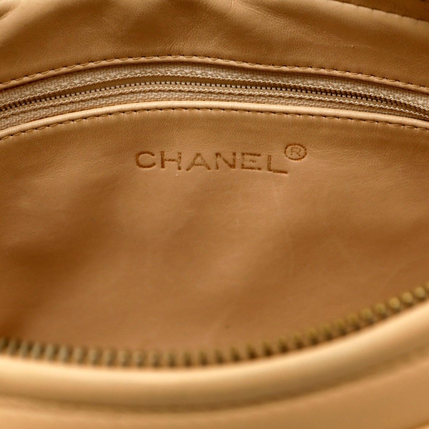 Chanel Beige Quilted Leather Vintage Camera Bag