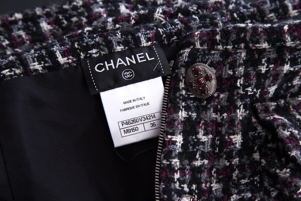 Chanel Purple Tweed Mini Skirt SZ 36