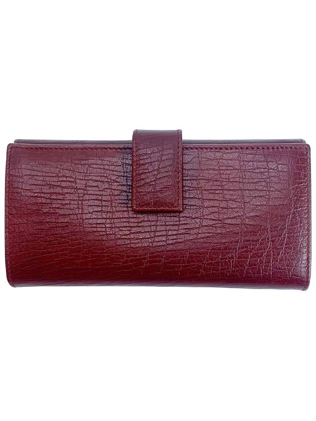 Gucci Antique Metal Logo Long Wallet Dark Wine