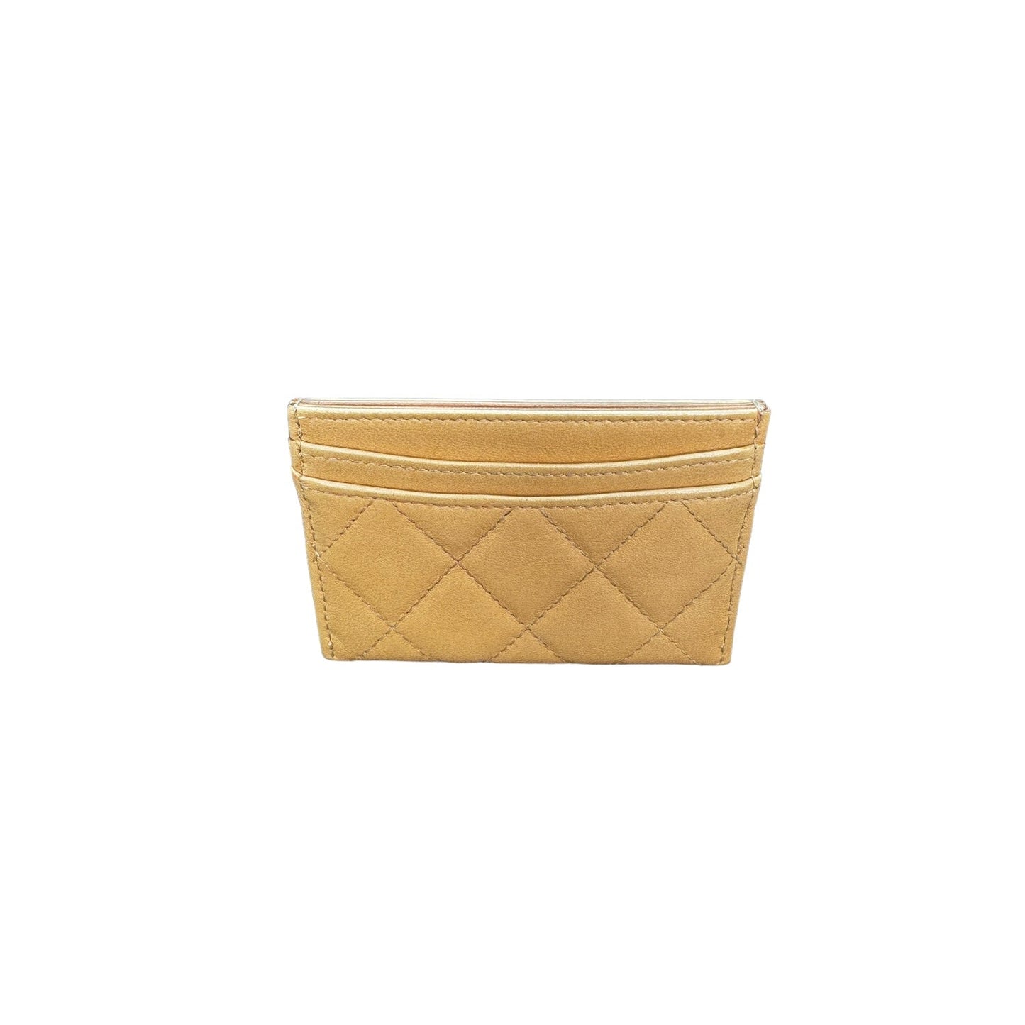 Chanel Vintage Lambskin Quilted Dark Beige CC Card Holder