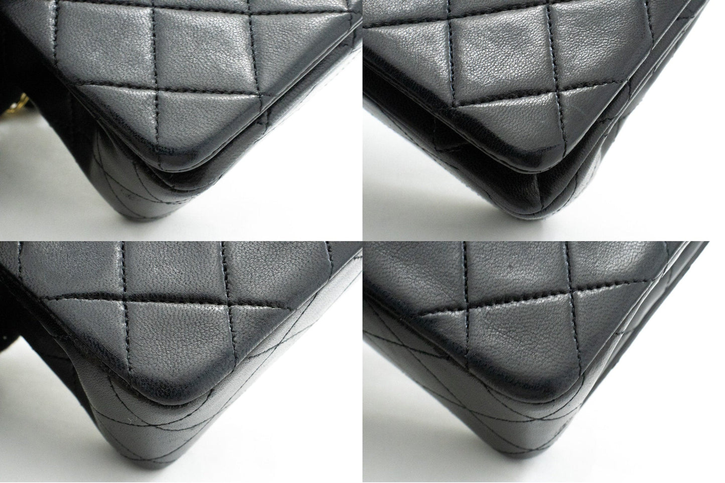 CHANEL Full Flap Chain Shoulder Bag Crossbody Black Quilted Lamb k64