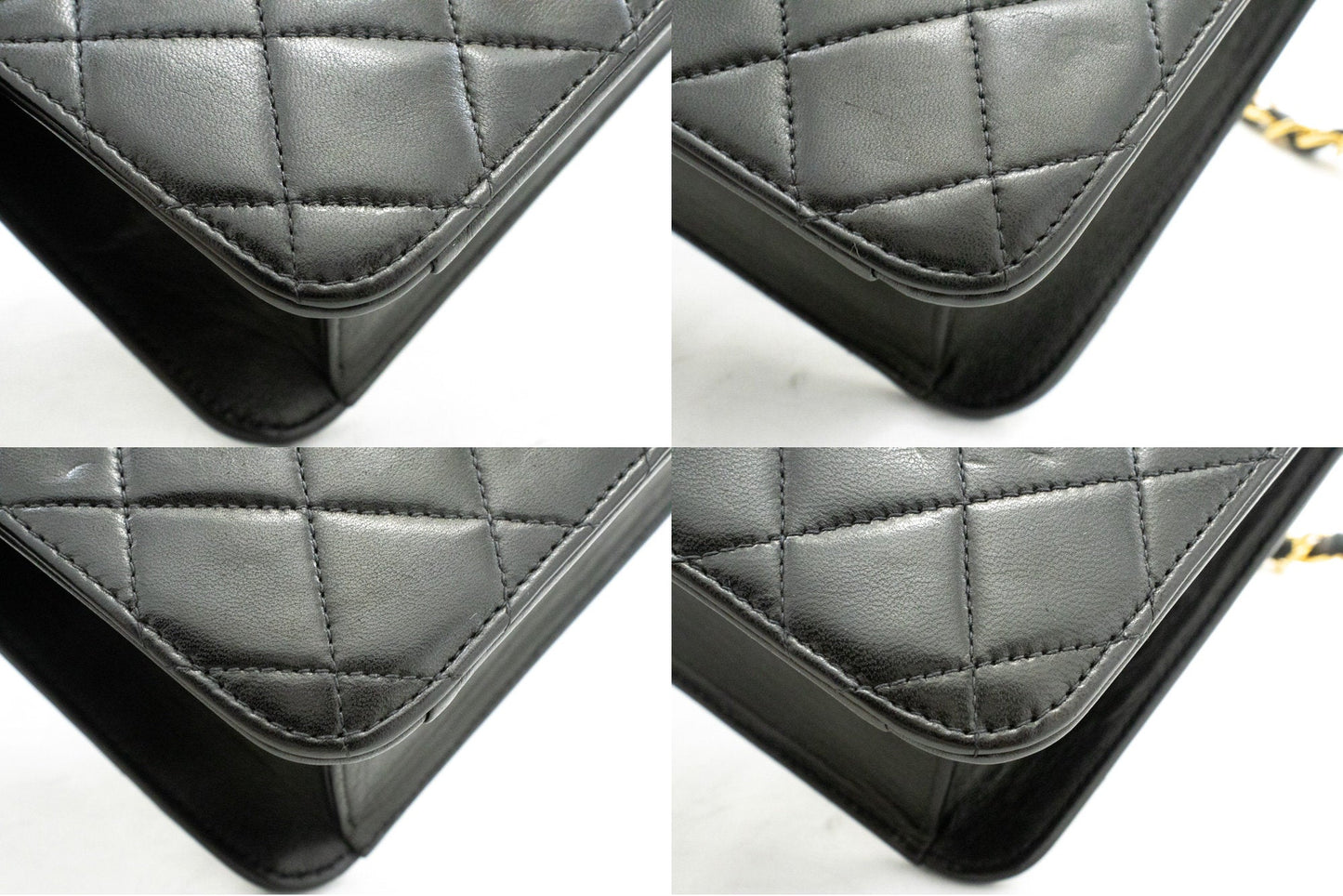 CHANEL Chain Shoulder Bag Clutch Black Quilted Flap Lambskin Purse k58