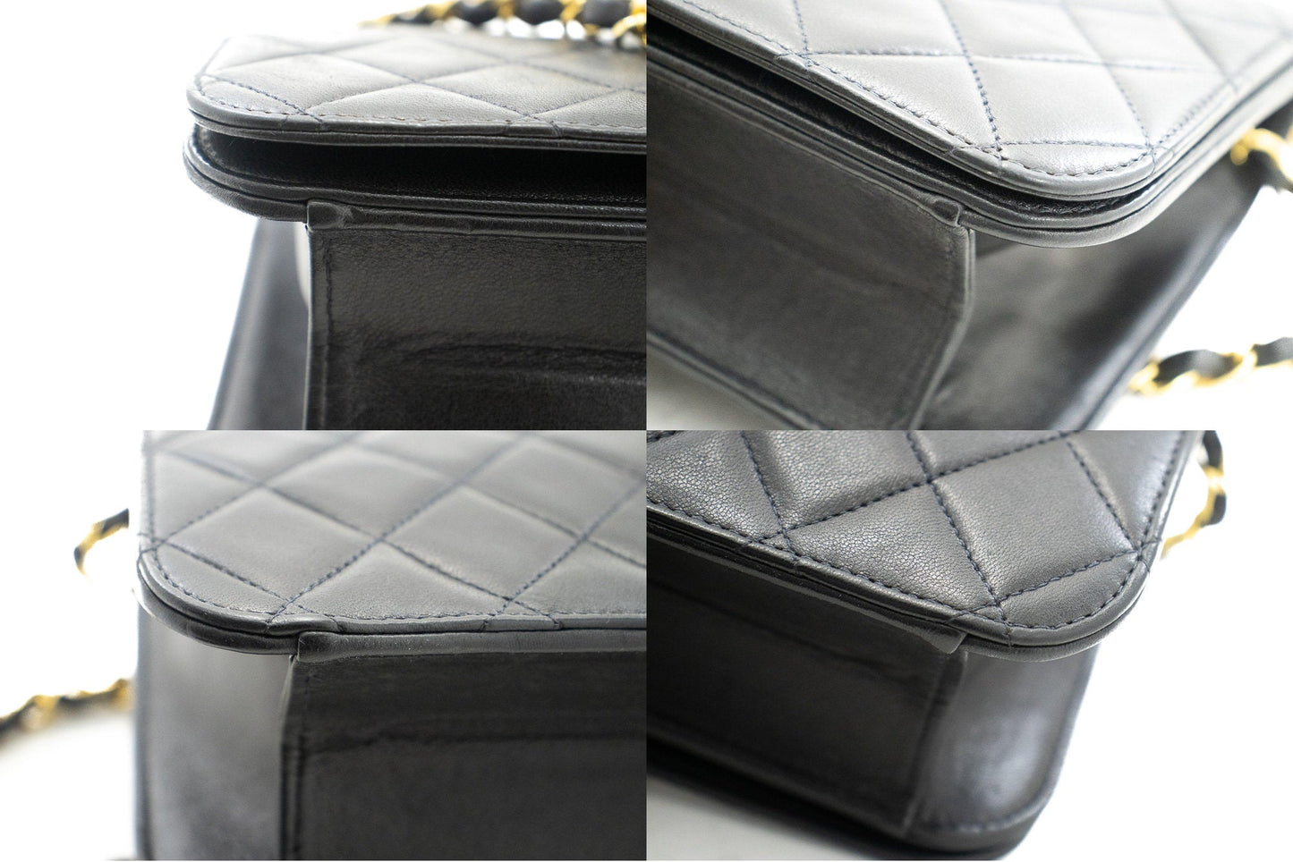 CHANEL Full Flap Chain Shoulder Bag Clutch Black Quilted Lambskin k19