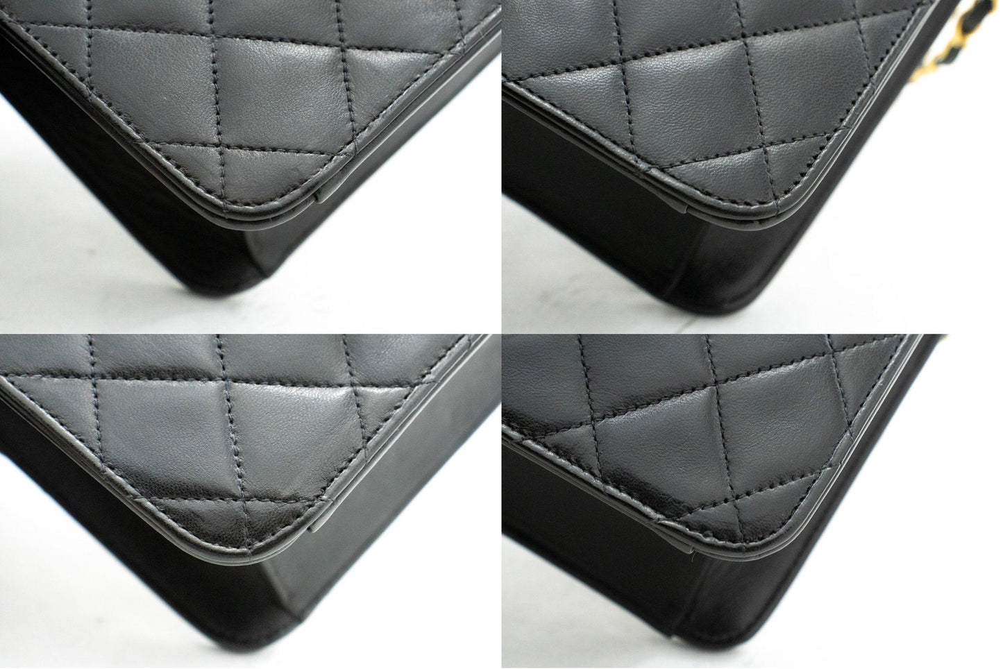 CHANEL Chain Shoulder Bag Clutch Black Quilted Flap Lambskin Purse j98