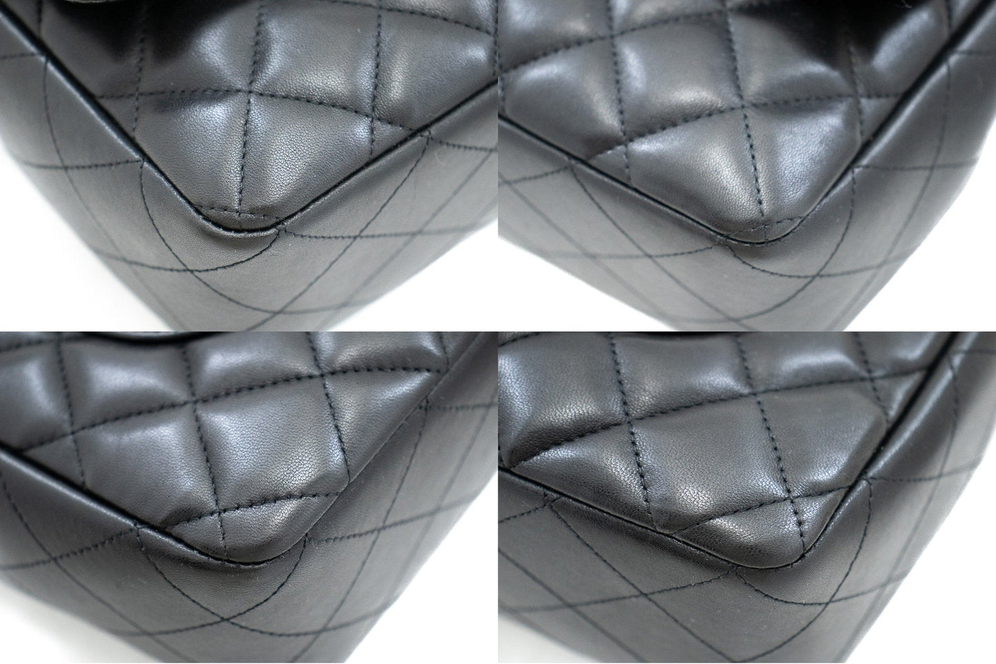 CHANEL Classic Large 11" Chain Shoulder Bag Flap Black Lambskin j42