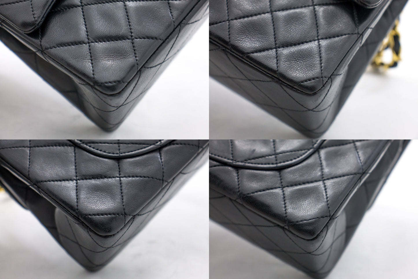 CHANEL 2.55 Double Flap Small Chain Shoulder Bag Black Lambskin h21