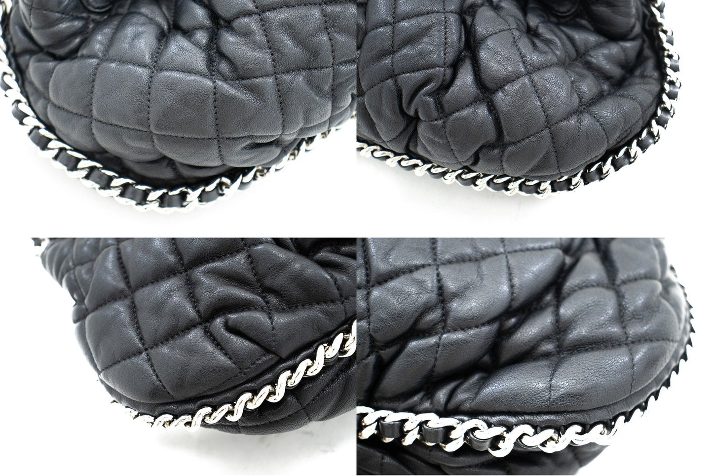 CHANEL Chain Around Shoulder Bag Crossbody Black Calfskin Leather j91