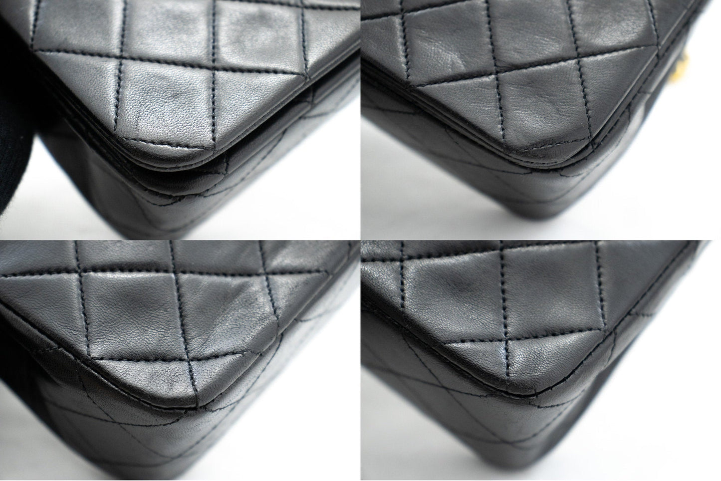 CHANEL Full Flap Chain Shoulder Bag Clutch Black Quilted Lambskin k84