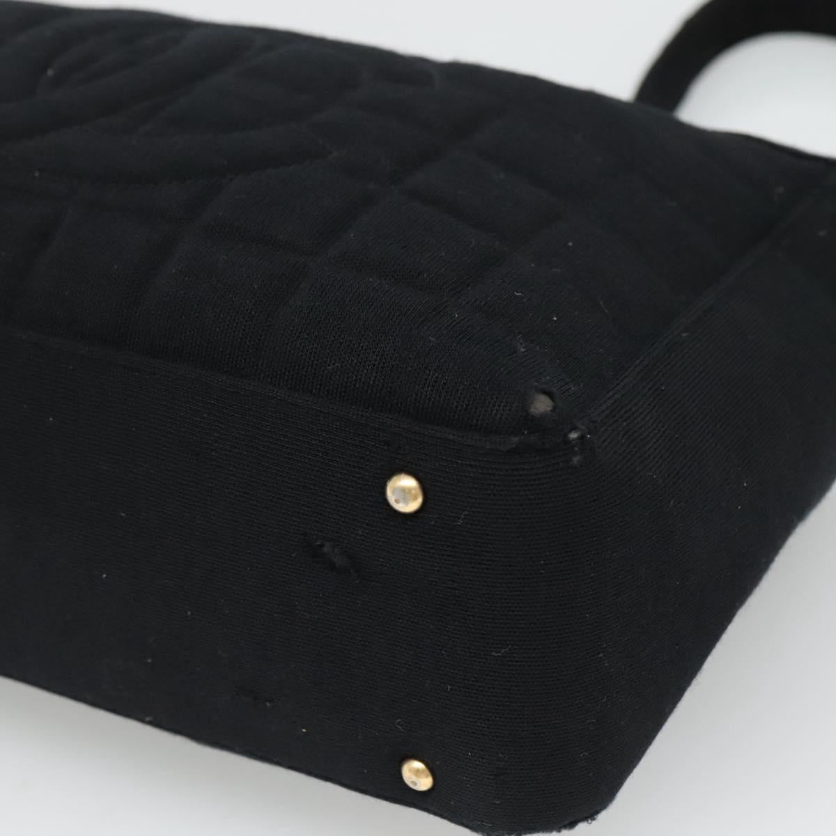 CHANEL Choco Bar line Shoulder Bag Canvas Black CC BA034