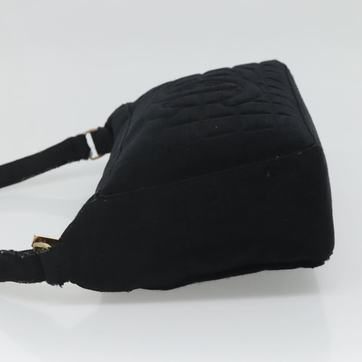 CHANEL Choco Bar line Shoulder Bag Canvas Black CC BA034