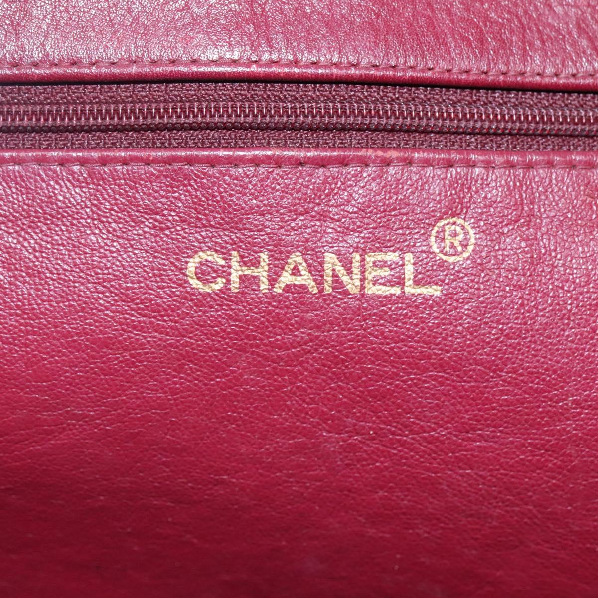 CHANEL COCO Mark Chain Shoulder Bag Lamb Skin Red Gold CC BA095
