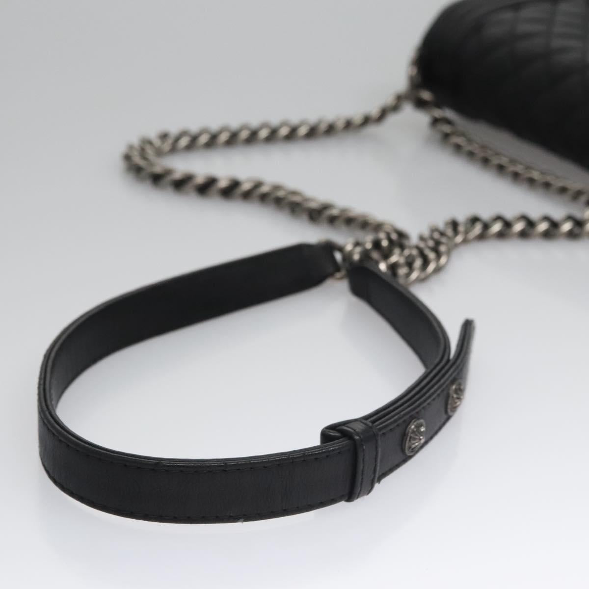 CHANEL Chain Matelasse Boy Chanel Shoulder Bag Lamb Skin Black CC BA244S