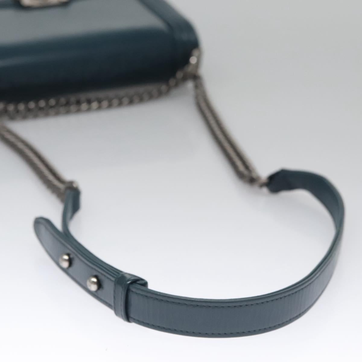 CHANEL Chain Matelasse Boy Chanel Shoulder Bag Leather Blue CC BA247A