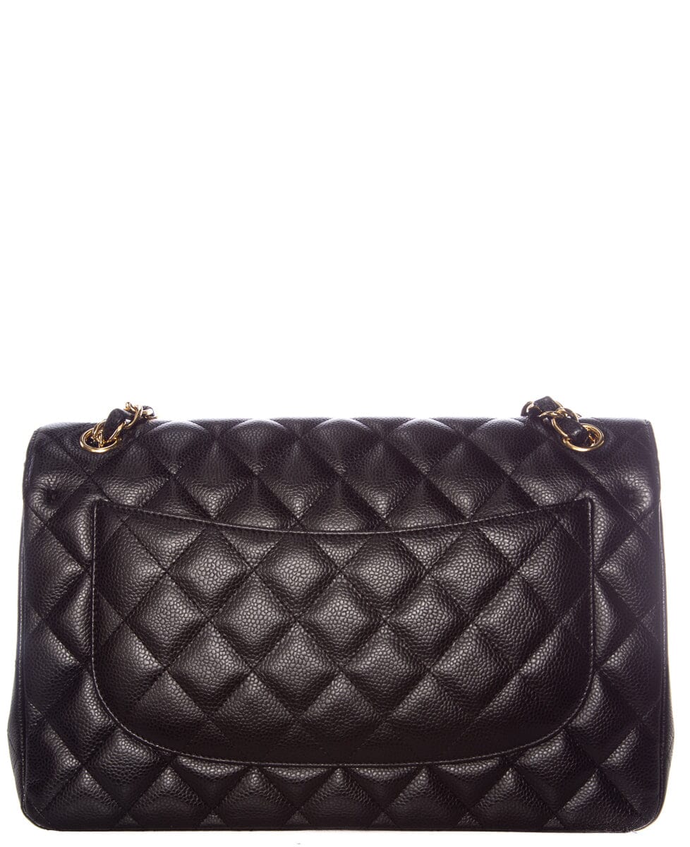 Chanel Black Caviar Classic Jumbo Double Flap GHW Handbag