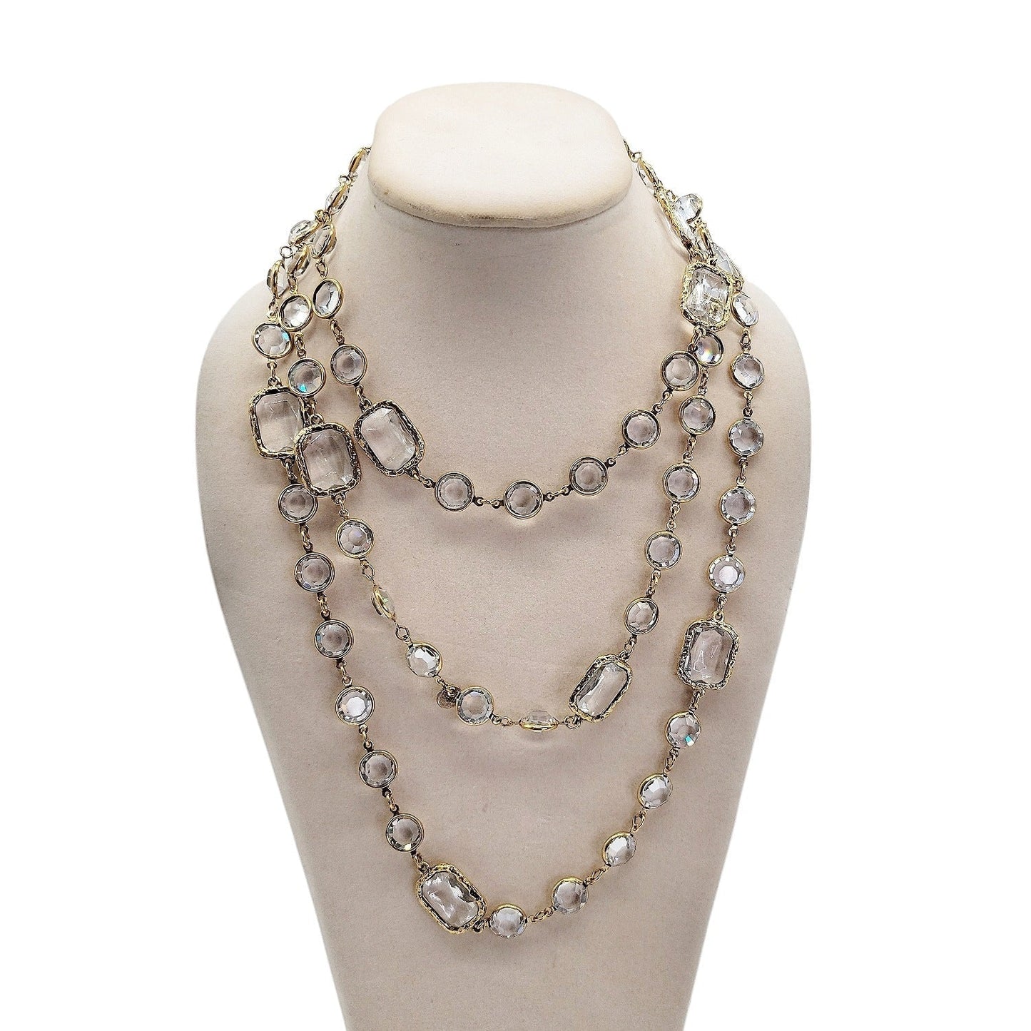 Chanel Vintage 1981 Crystal Chicklet Sautoir Station Necklace