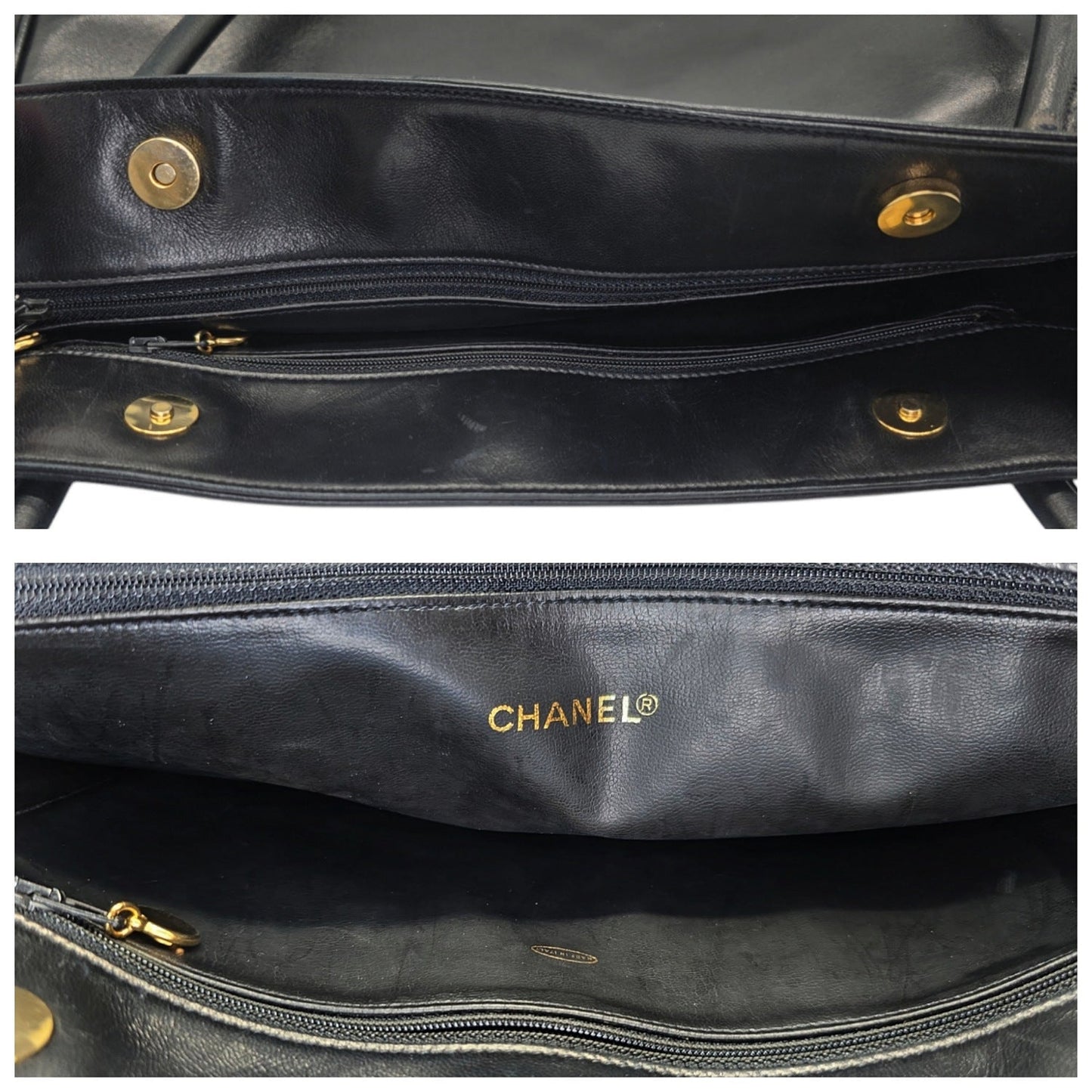 Chanel Vintage Black Lambskin Timeless CC Tote