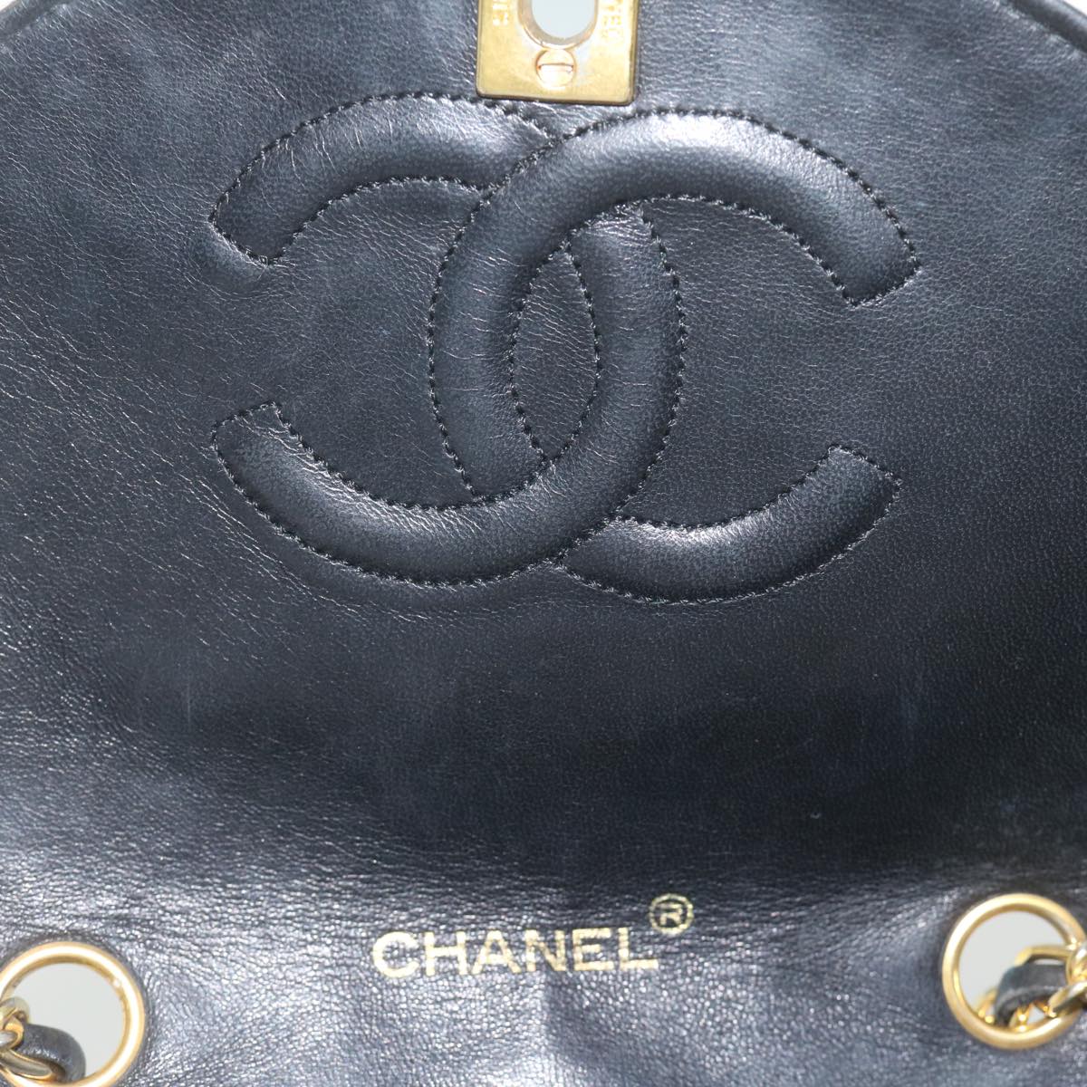 CHANEL Matelasse Chain Shoulder Bag Lamb Skin Black White CC bs10325