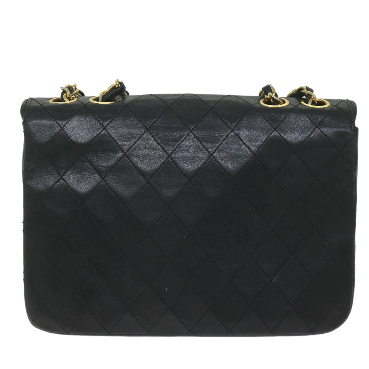 CHANEL Matelasse Chain Shoulder Bag Lamb Skin Black White CC bs10325