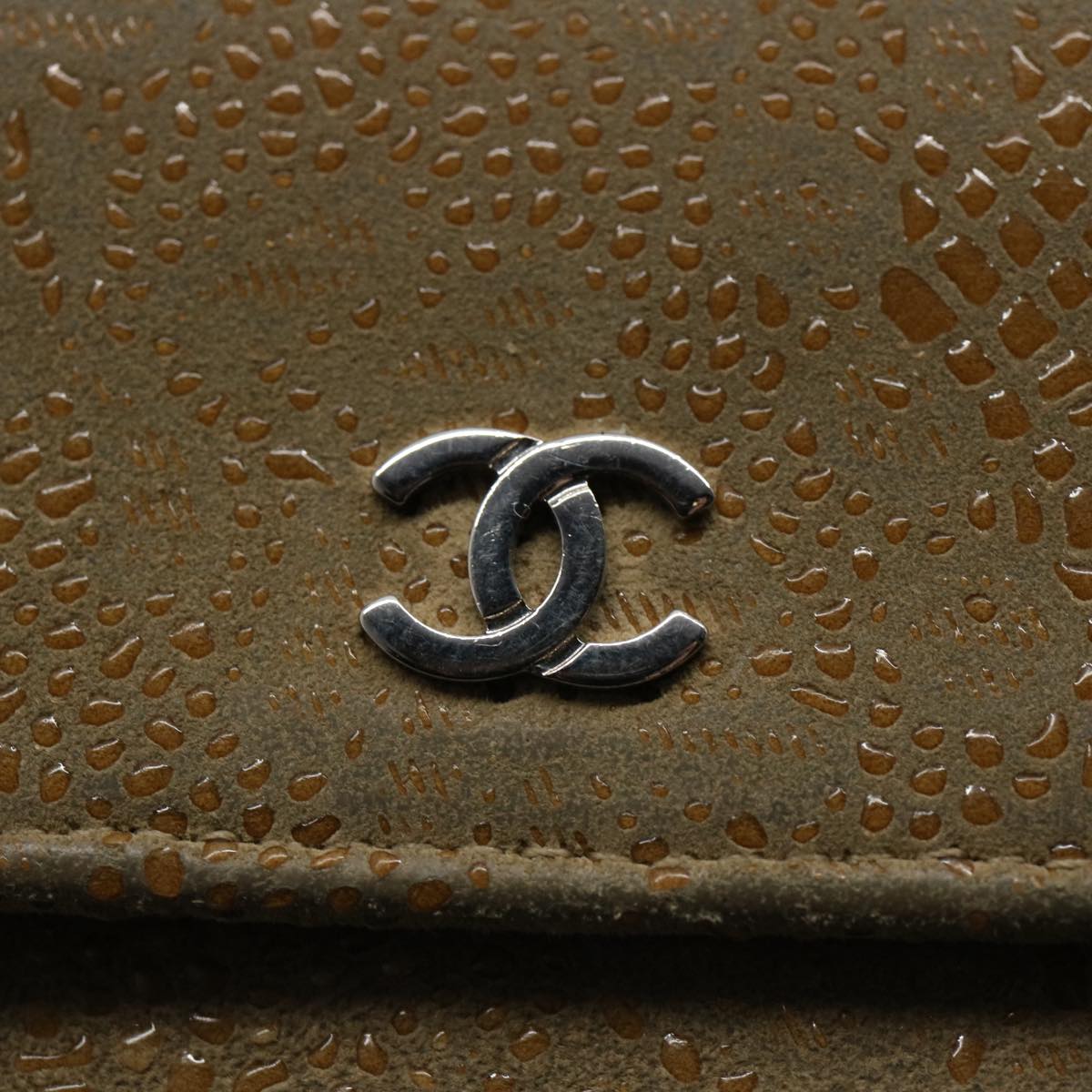 CHANEL Long Wallet Suede Beige CC bs10744