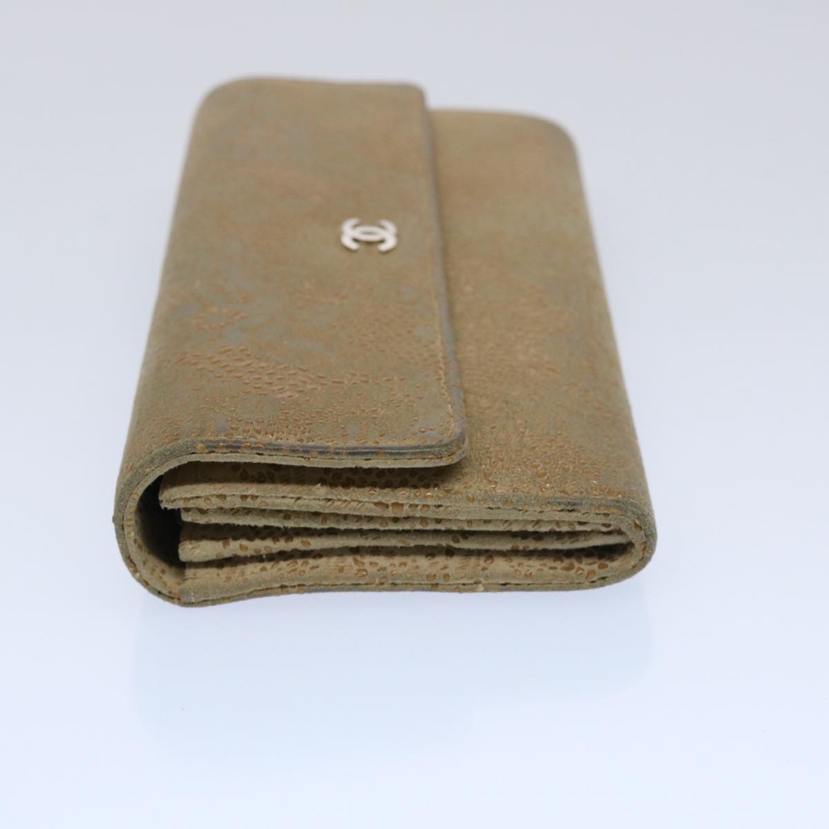 CHANEL Long Wallet Suede Beige CC bs10744