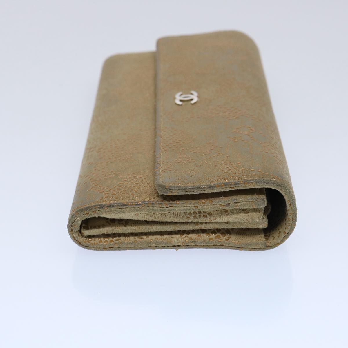 CHANEL Long Wallet Suede Beige CC bs10744