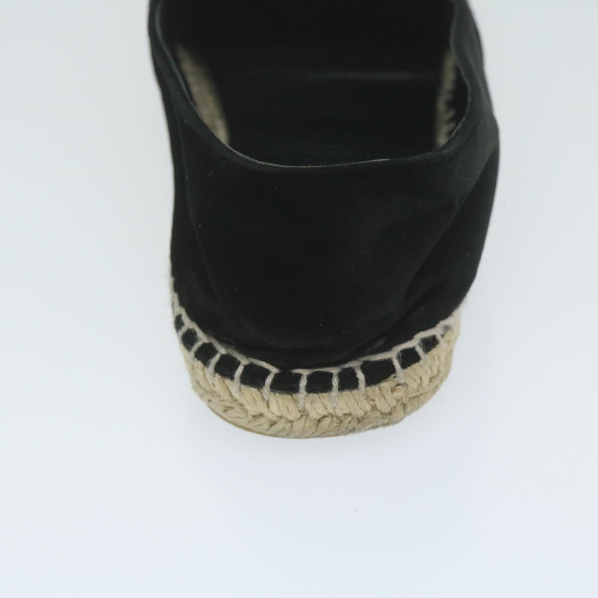 CHANEL Pumps Shoes Velor 38 Black CC bs10973
