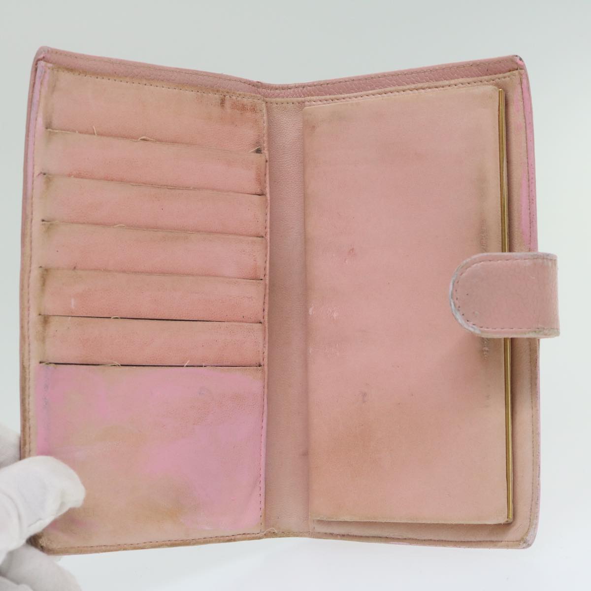 CHANEL Long Wallet Caviar Skin Pink CC bs11186