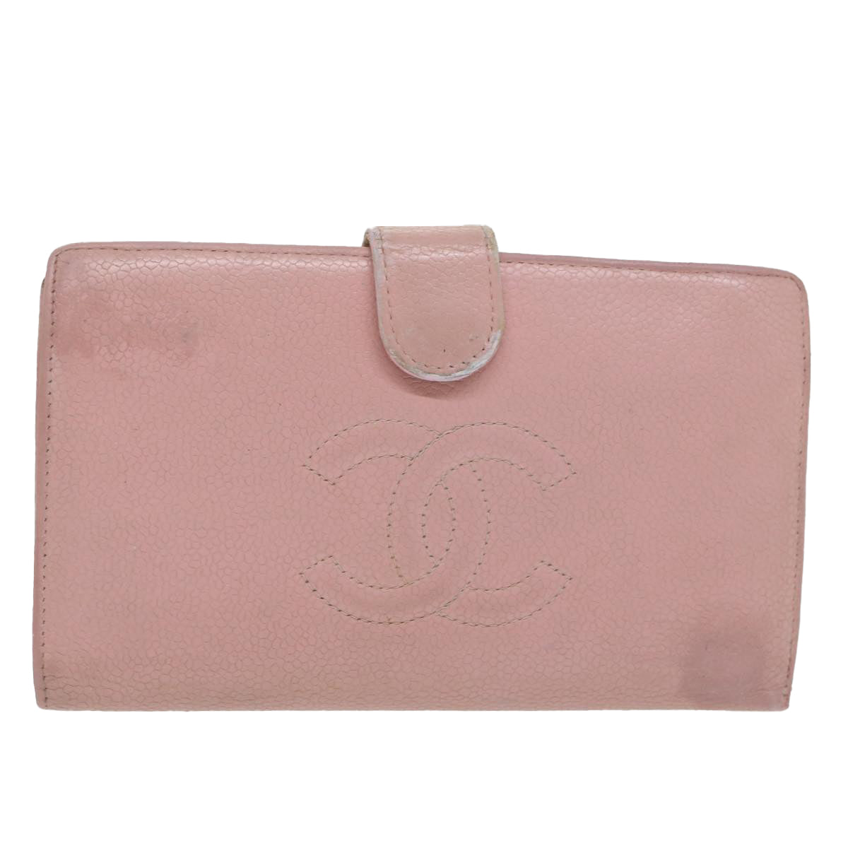 CHANEL Long Wallet Caviar Skin Pink CC bs11186