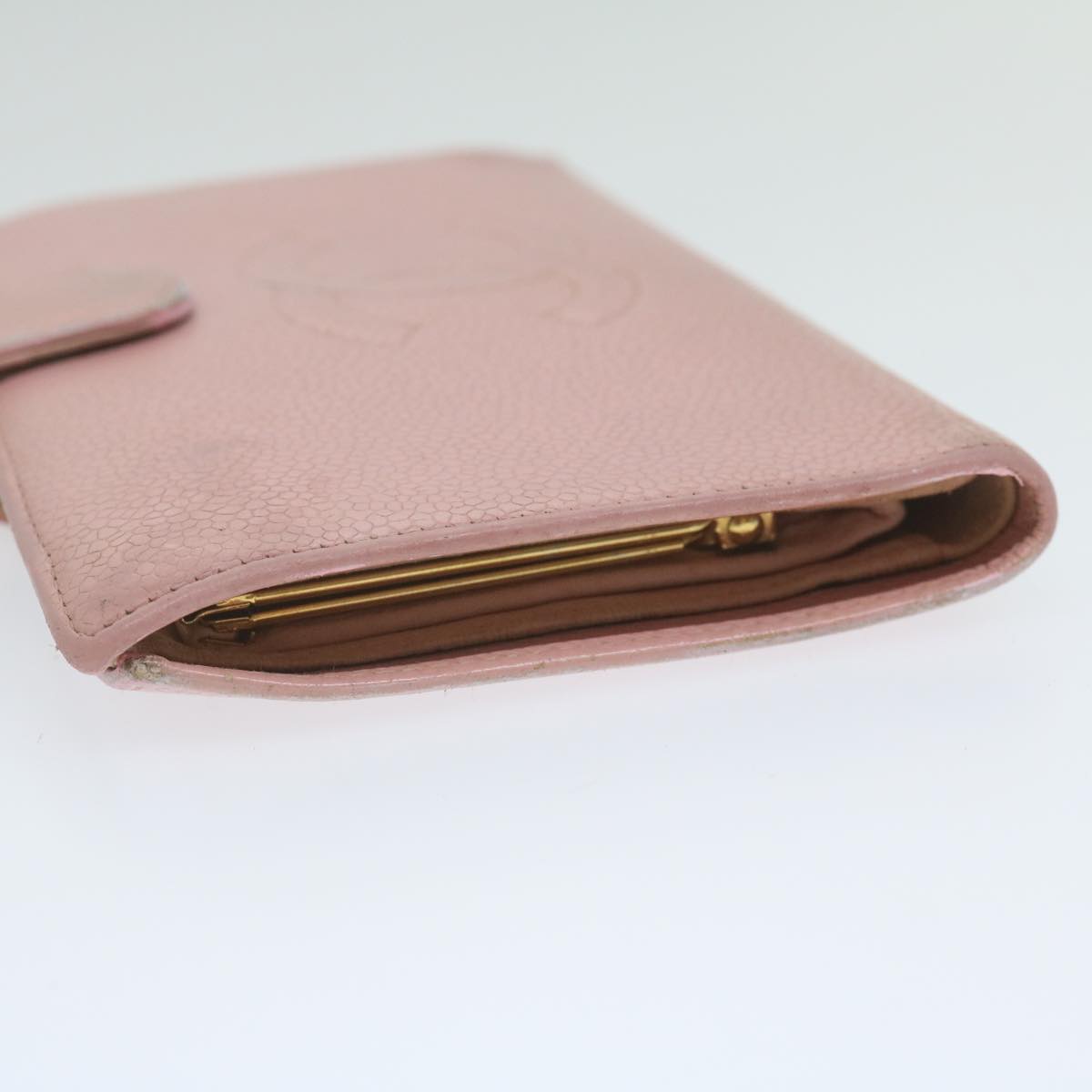 CHANEL Long Wallet Caviar Skin Pink CC bs11186