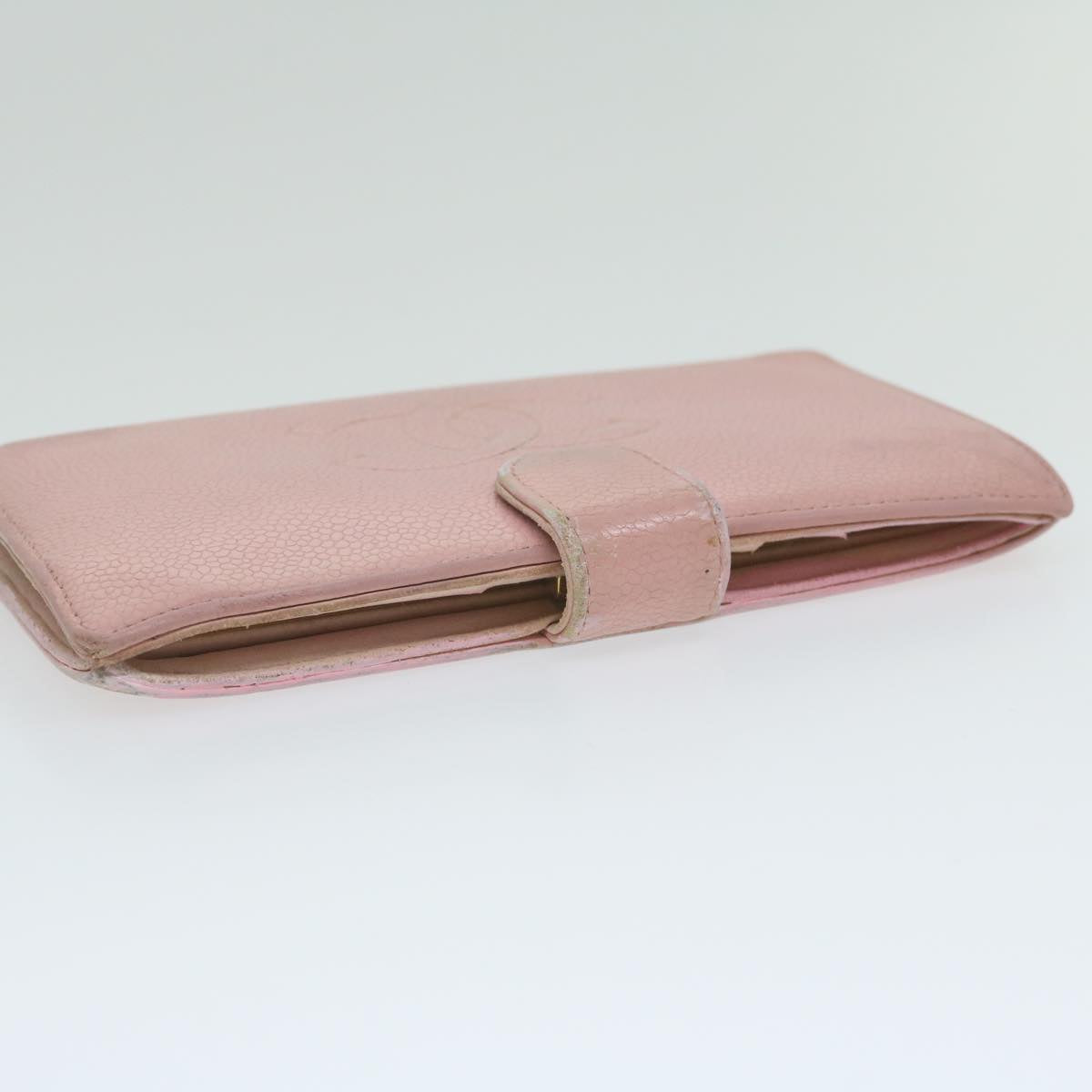 CHANEL Long Wallet Caviar Skin Pink CC bs11186