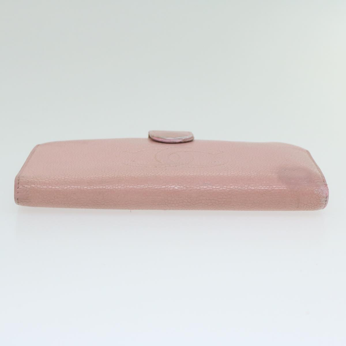 CHANEL Long Wallet Caviar Skin Pink CC bs11186