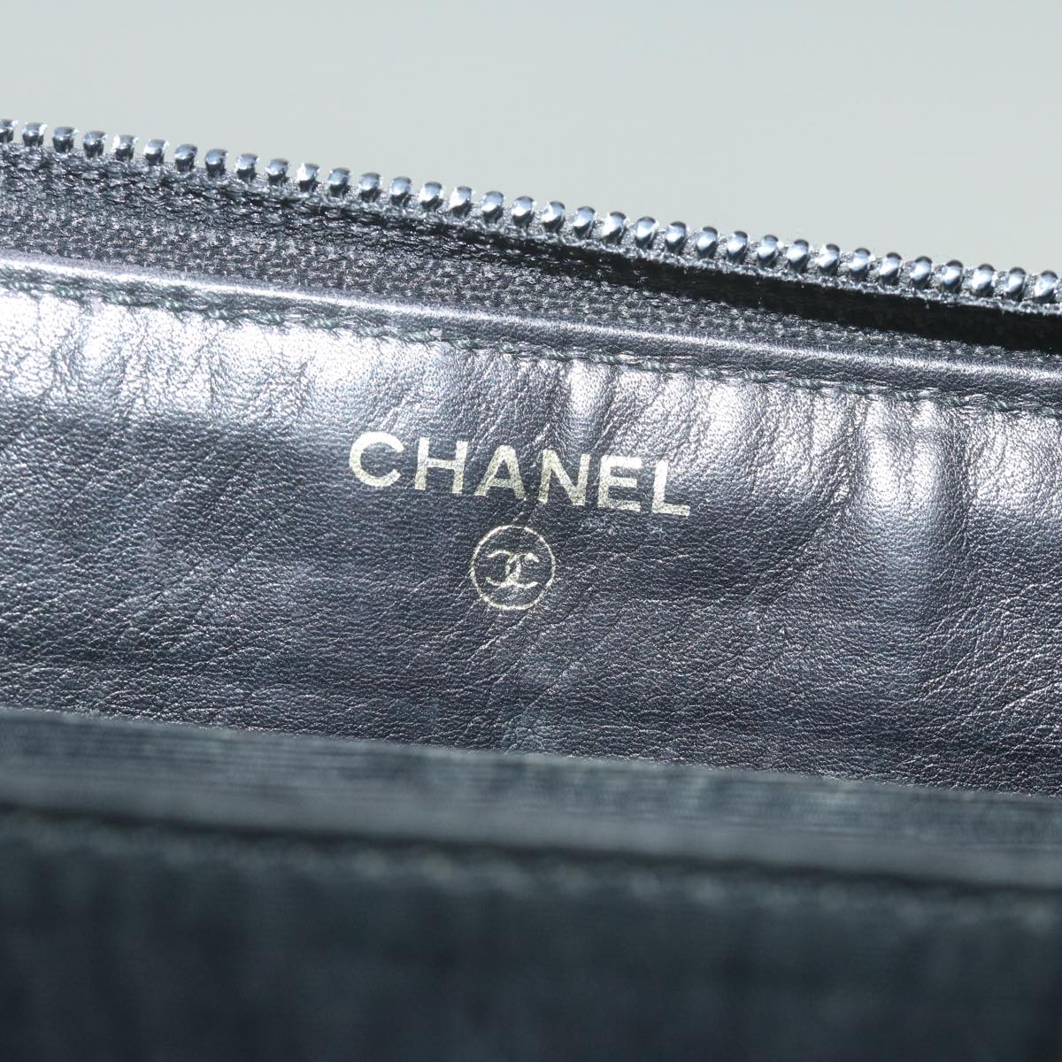 CHANEL Long Wallet Caviar Skin Black CC bs11198