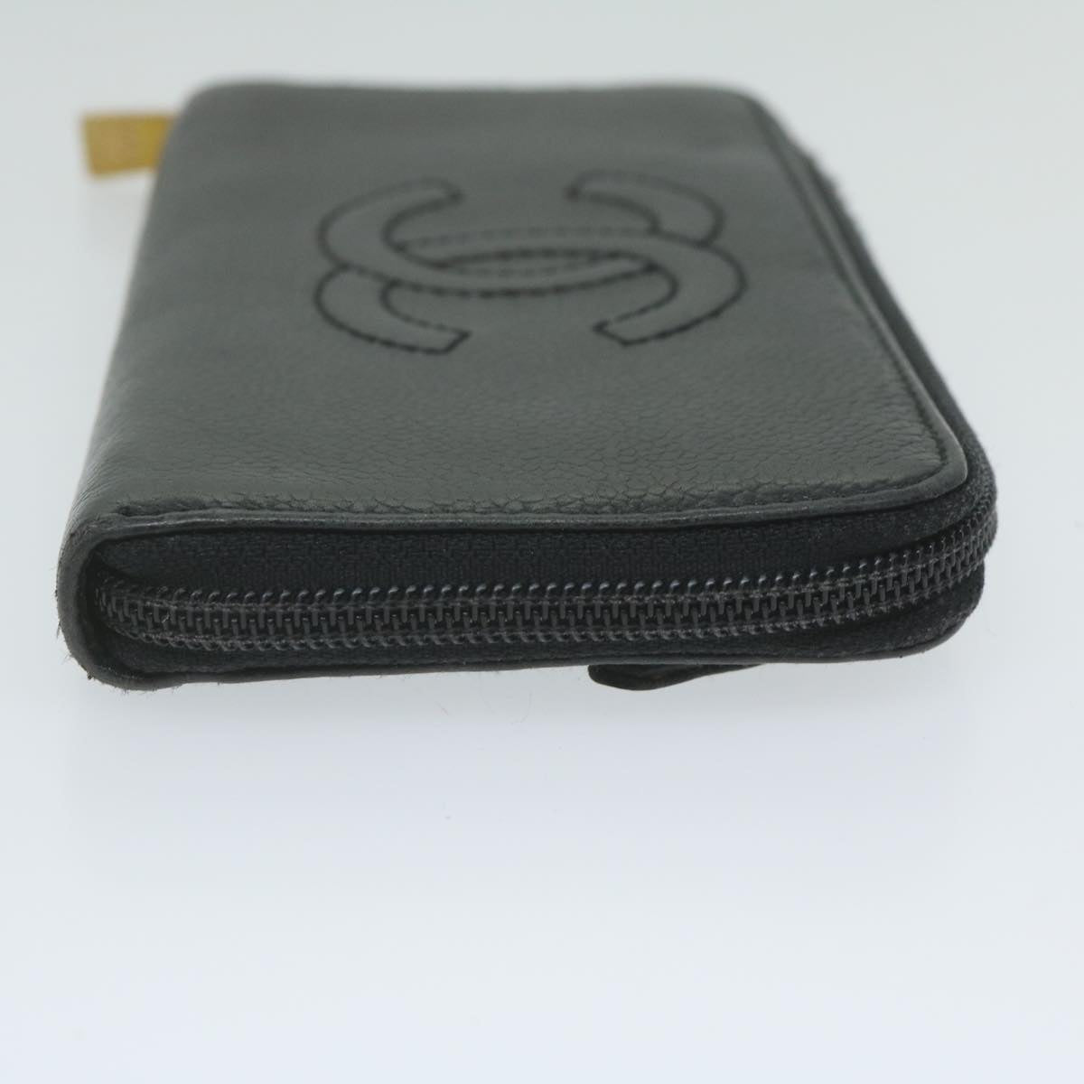 CHANEL Long Wallet Caviar Skin Black CC bs11198