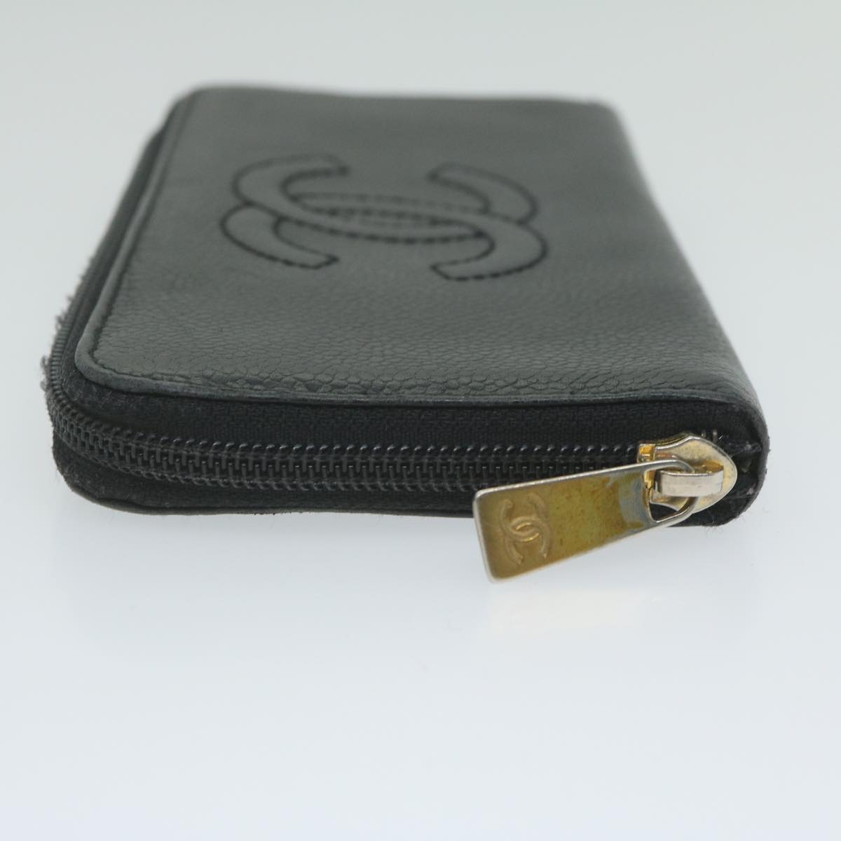 CHANEL Long Wallet Caviar Skin Black CC bs11198