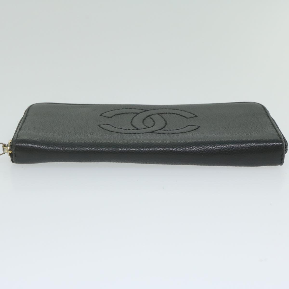 CHANEL Long Wallet Caviar Skin Black CC bs11198