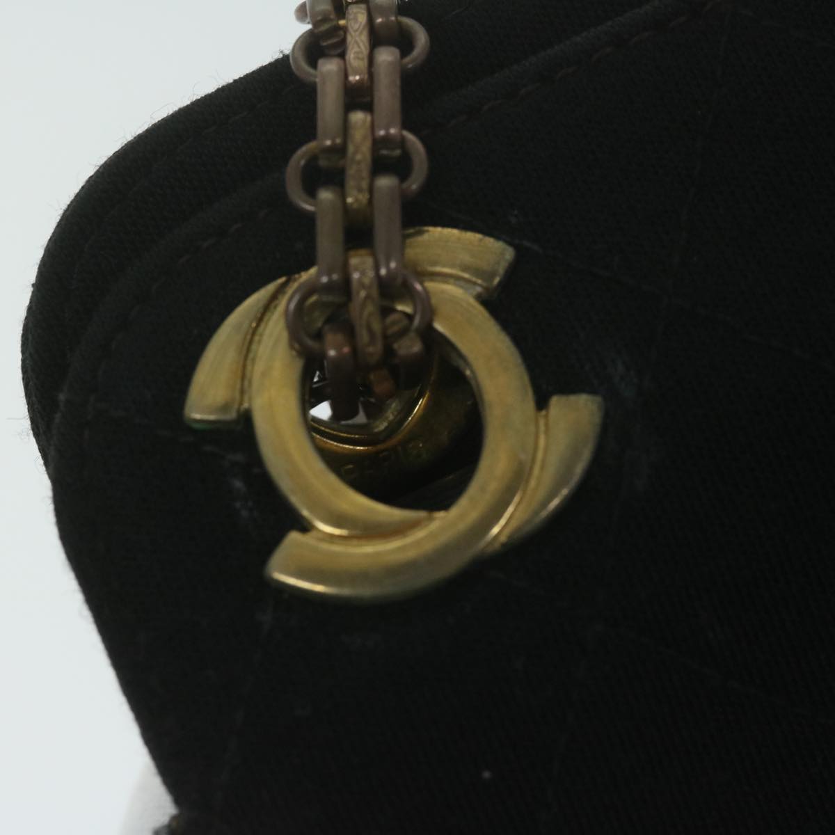 CHANEL Chain Shoulder Bag Cotton Black CC bs11474